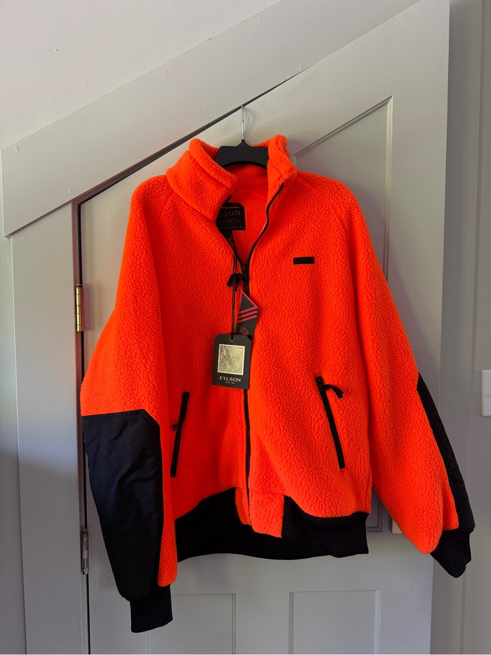 Filson Sherpa Fleece Jacket Flame Orange Large NWT